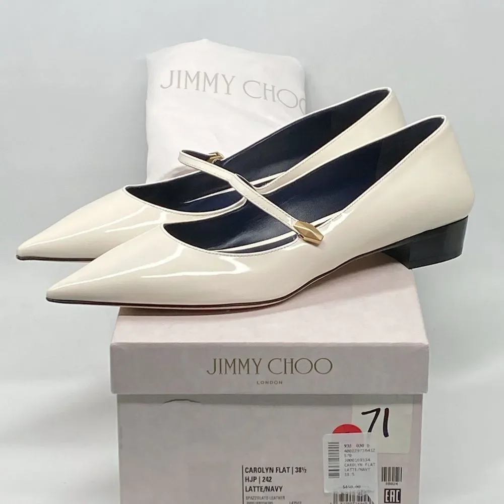 Jimmy Choo Carolyn Leather Mary Jane Flats size 38.5